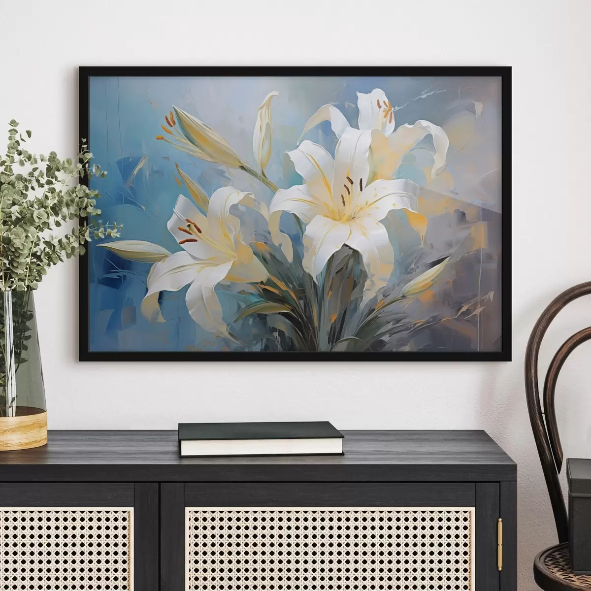 Plakat Abstraktsed lilled värvilisel taustal kunstistiilis f44849