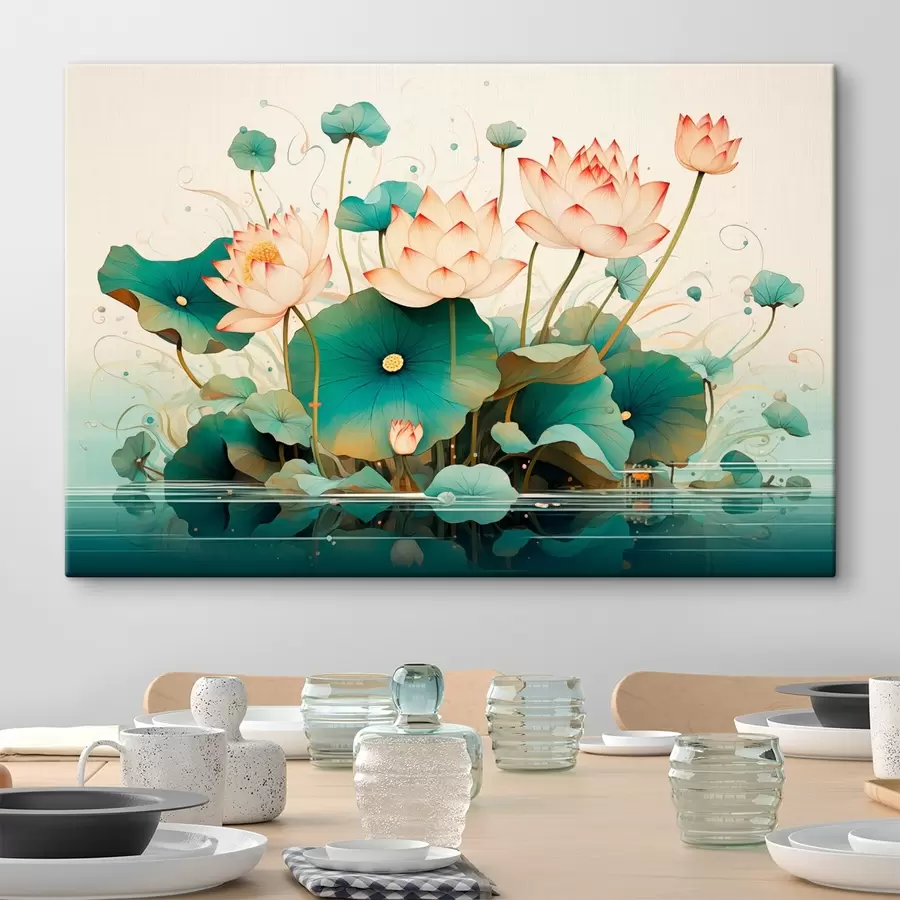 Pilt Lootoseid suurte lehtedega illustratsioonistiilis s44939