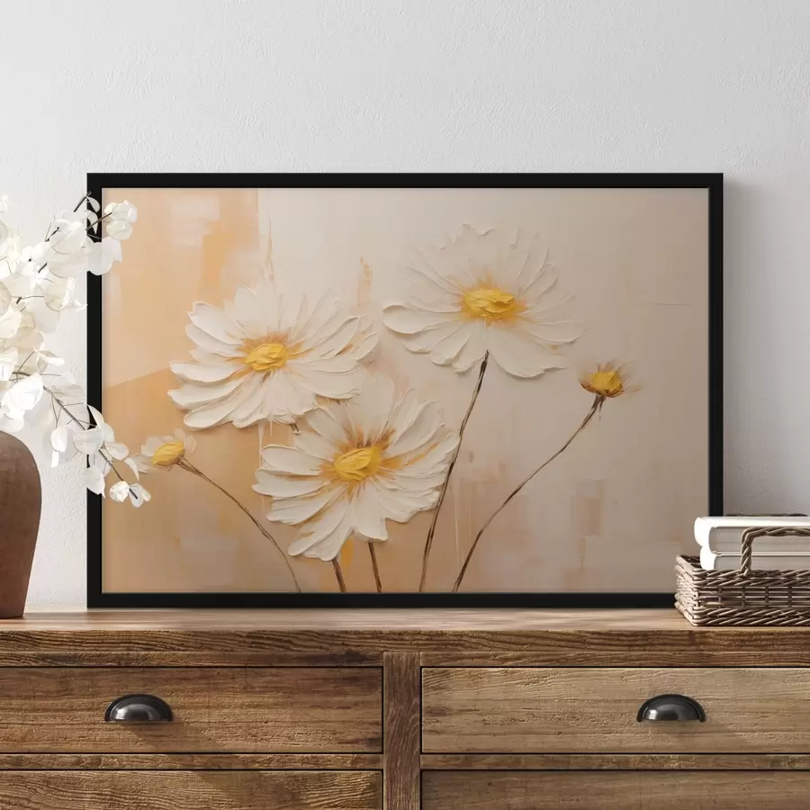 Fototapeedid Abstraktsed lilled oranžil taustal õlimaalide stiilis f44945