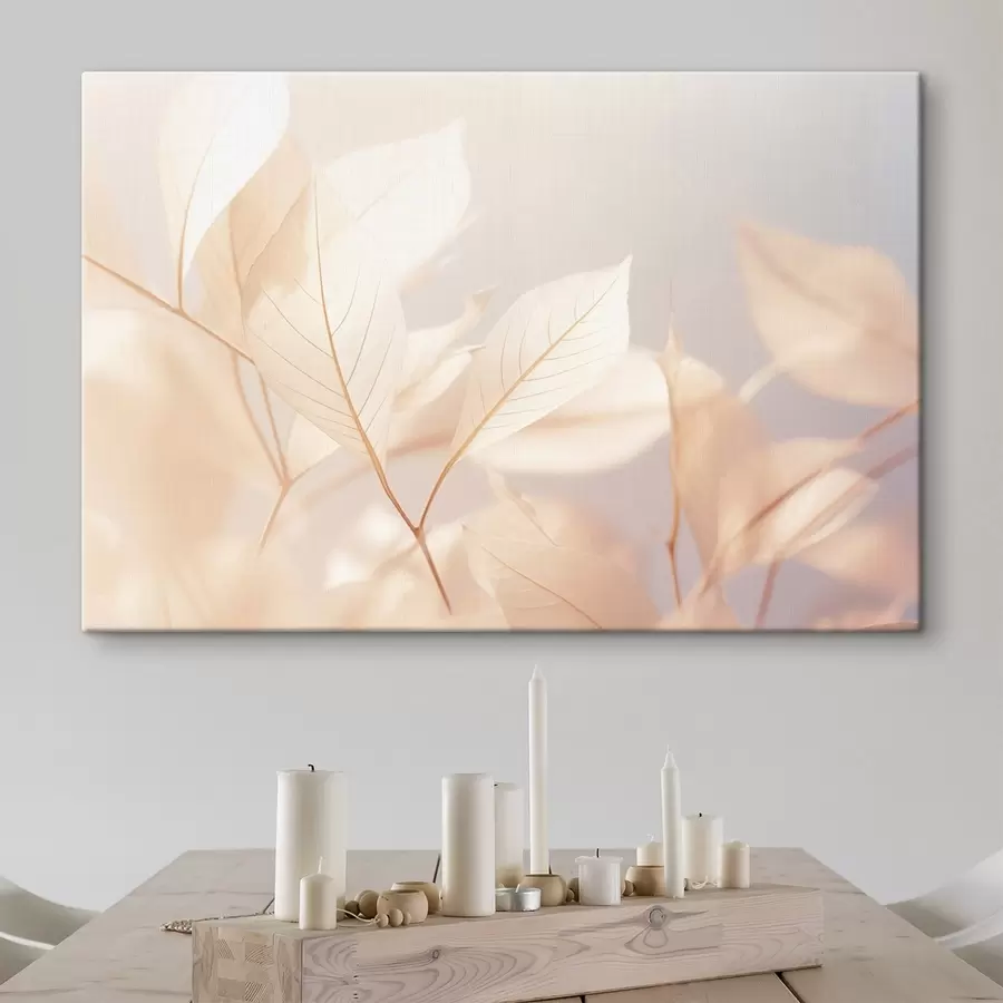 Pilt Läbipaistvad lehed keeruliste veenimustritega, pehme pastelne värvipalett, eeterlik valgustus, minimalistlik kompositsioon s44928