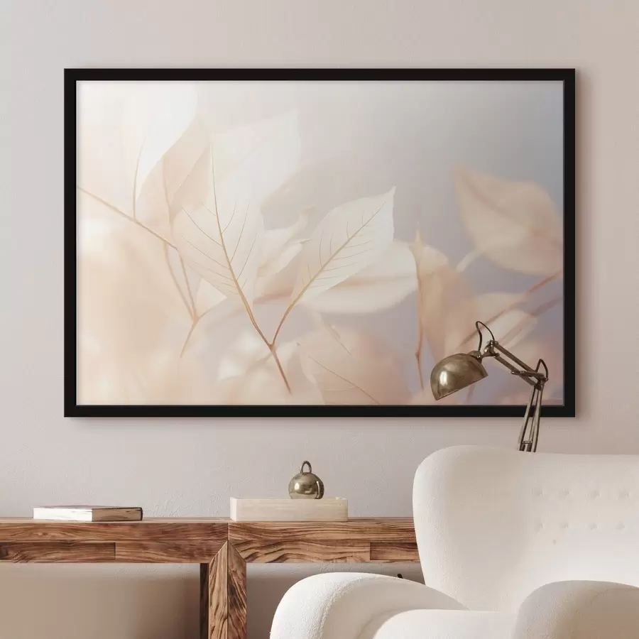 Fototapeedid Läbipaistvad lehed keeruliste veenimustritega, pehme pastelne värvipalett, eeterlik valgustus, minimalistlik kompositsioon f44928