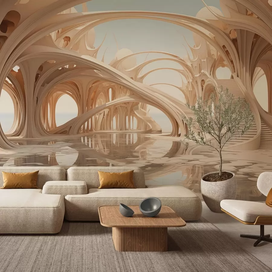 Fototapeedid Fantaasiaarhitektuur kaarega vee kohal w09241