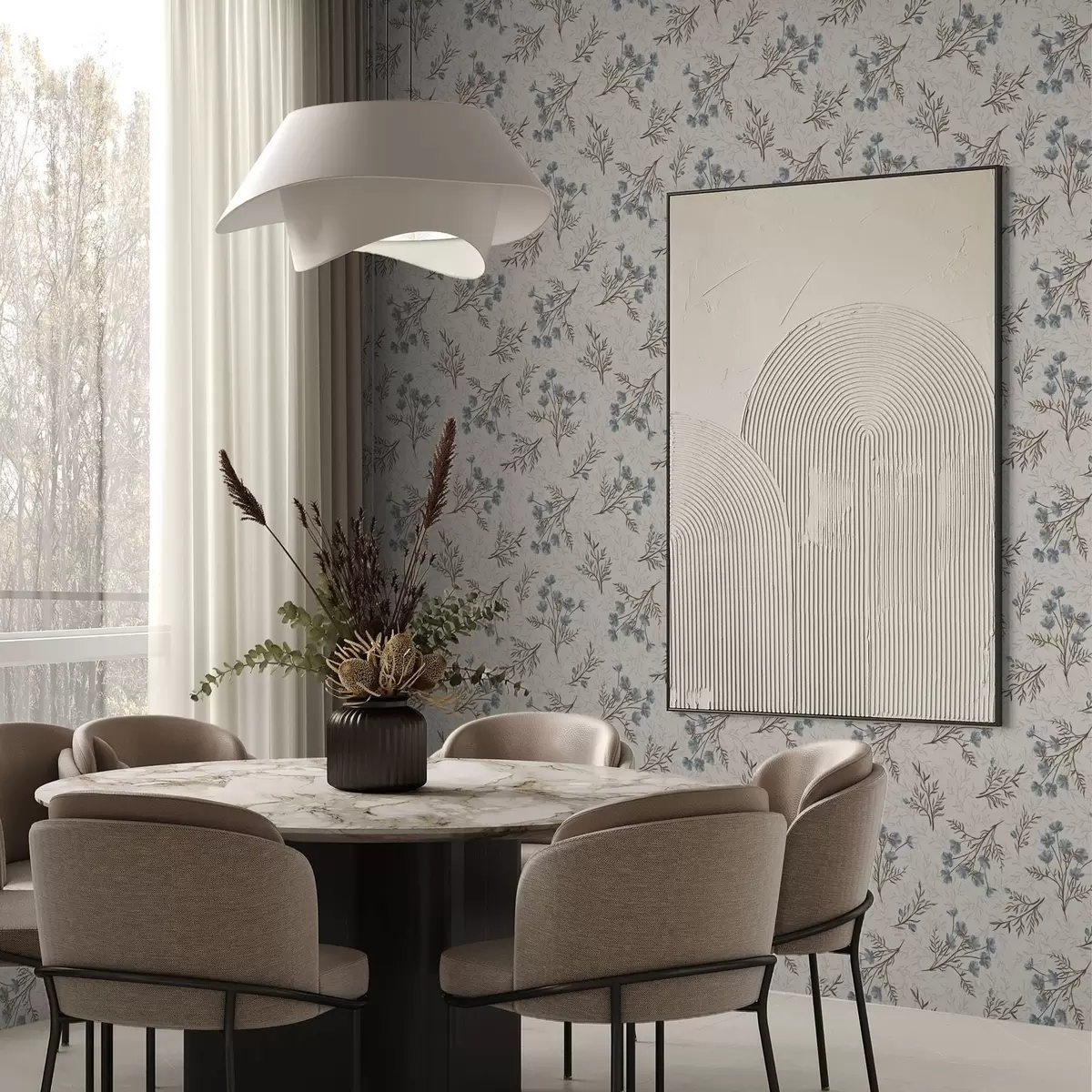 Tapeet Väikesed sinised lilled pruunide okstega a00265