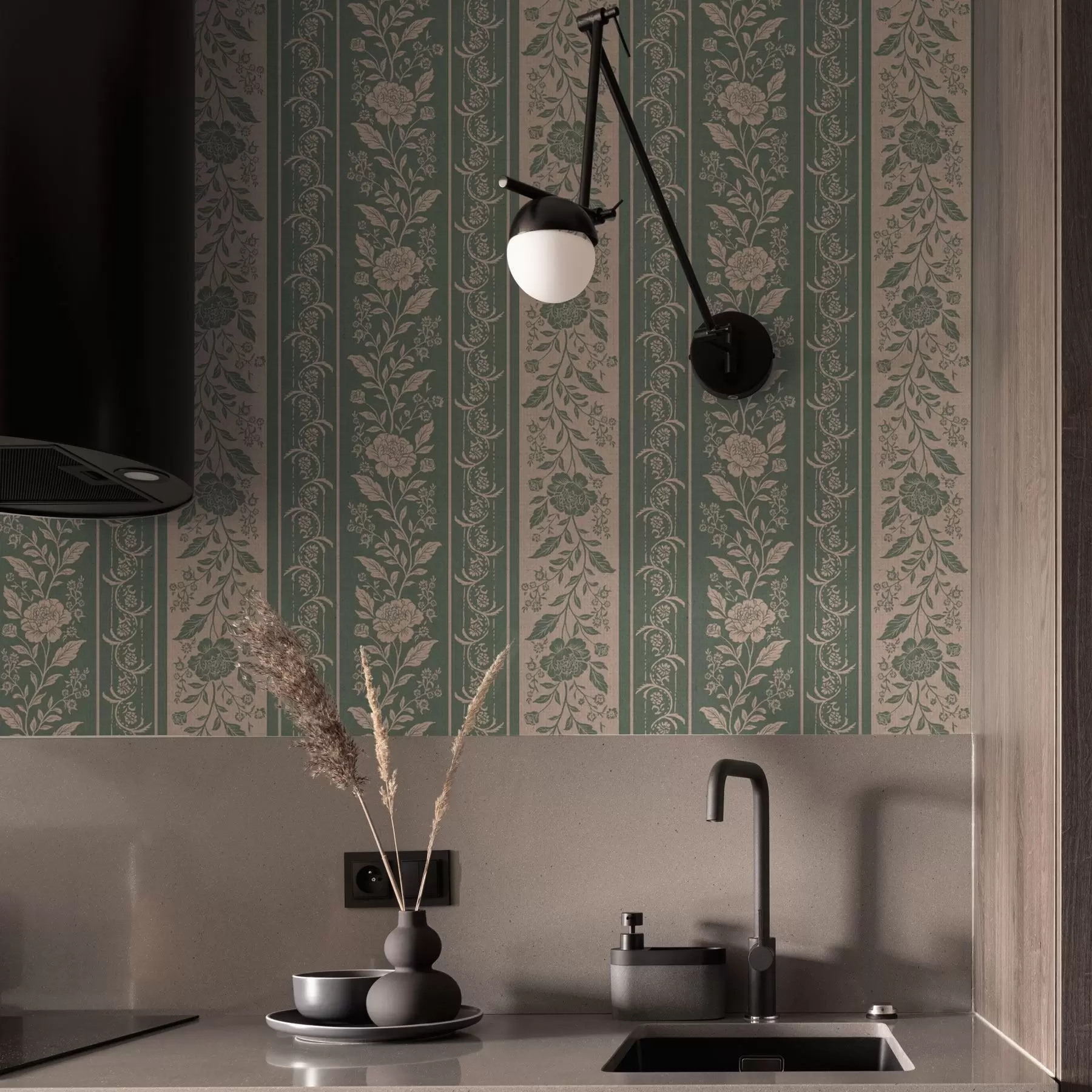 Fototapeedid Vertikaalsed triibud lillemustriga a00273