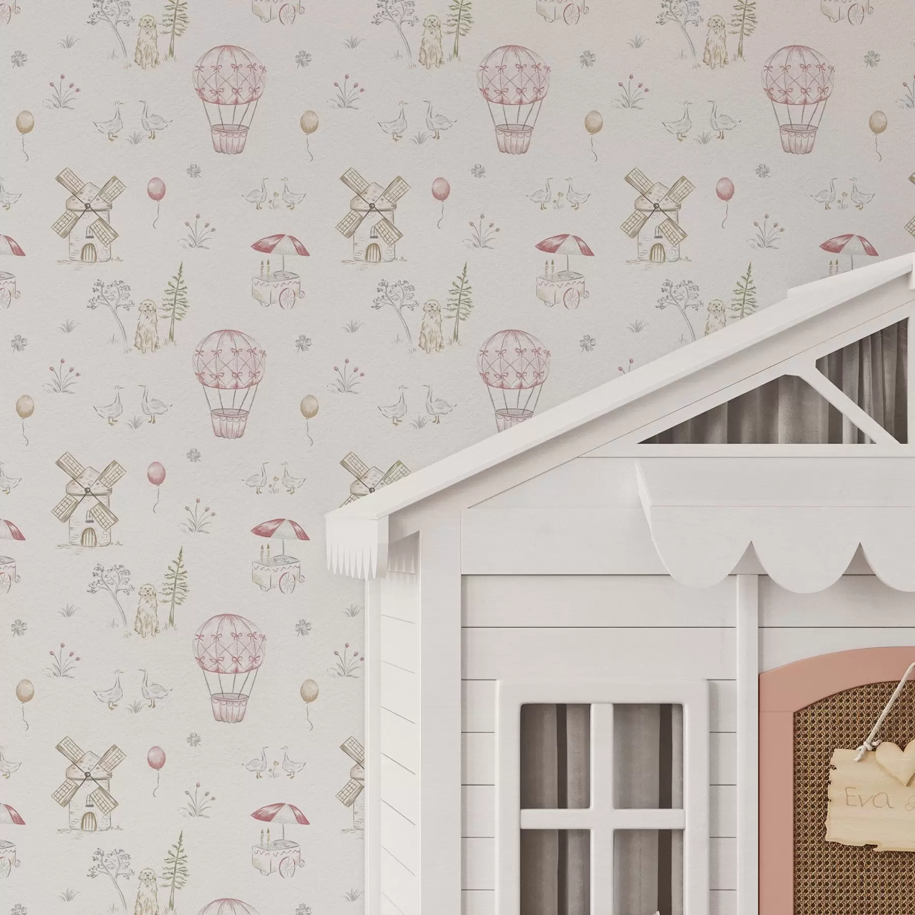 Fototapeedid Laste illustratsioonid: Koer, pardid, pallid, veski a00278