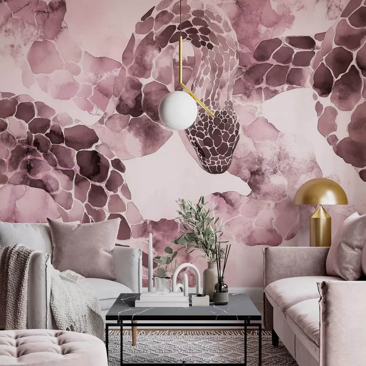 Fototapeedid Madu siluett, akvarellistiil, burgundia värvid w04113v1