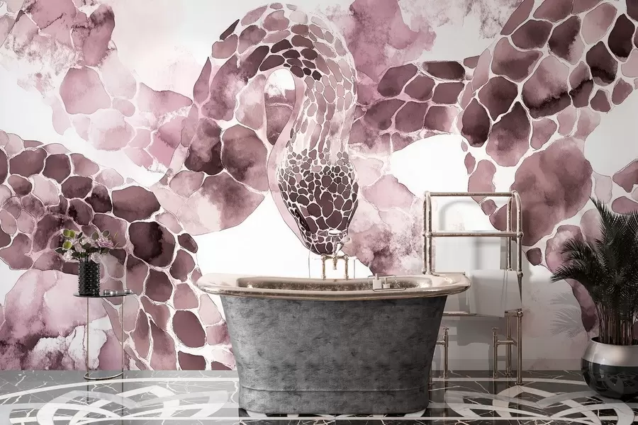 Fototapeedid Madu siluett, akvarellistiil, burgundia värvid w04113v1