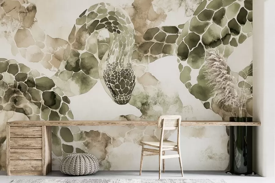 Fototapeedid Madu siluett, akvarellstiilis, oliivivärvid w04113v3