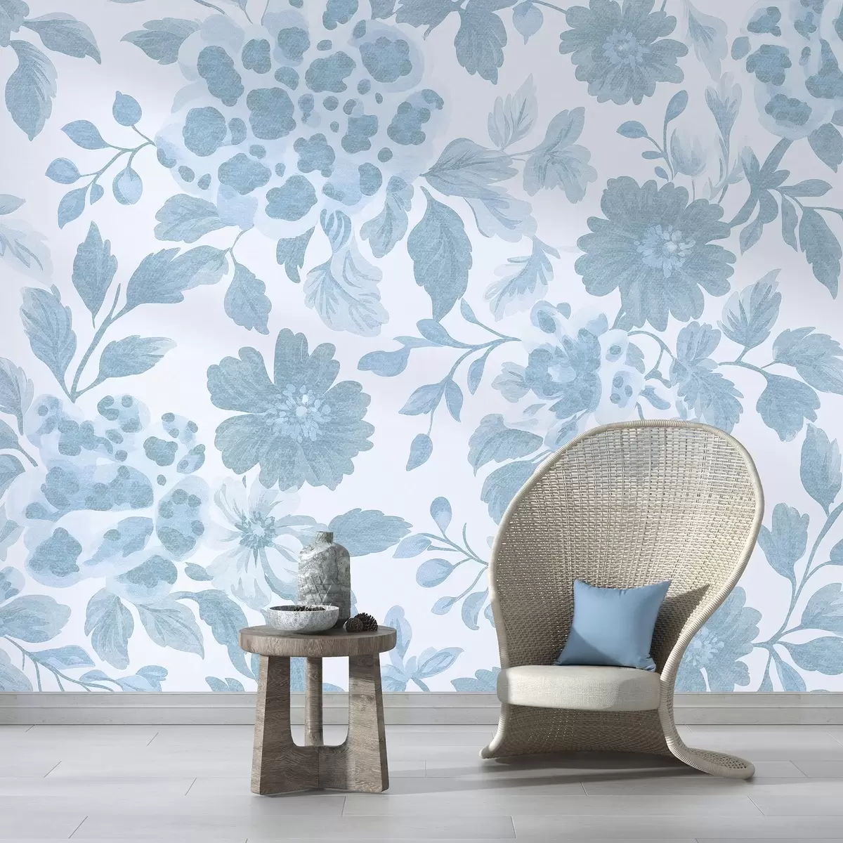 Fototapeedid Boho stiilis lilled leopardimustriga, sinist värvi w04114v1