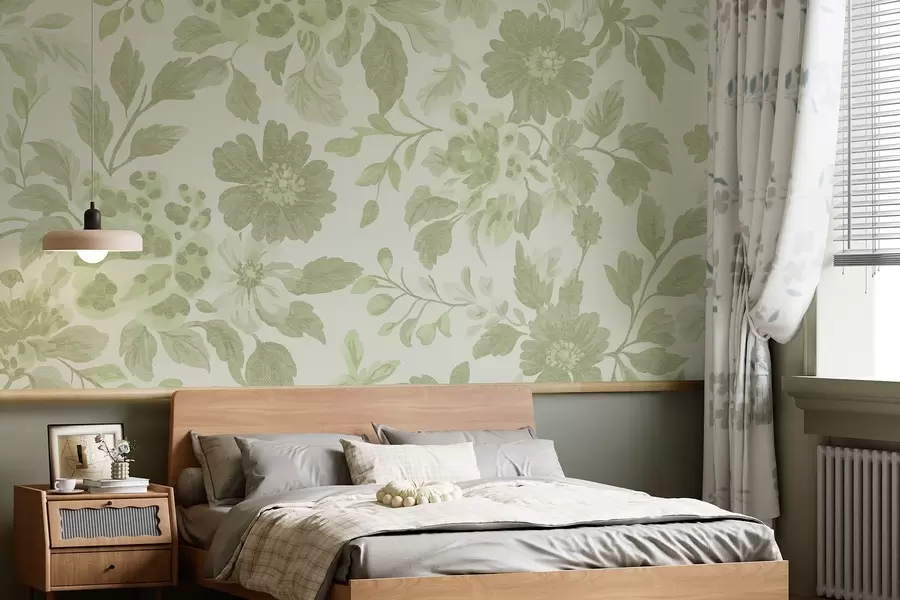 Fototapeedid Boho stiilis lilled leopardimustriga, roheline värvus w04114v2