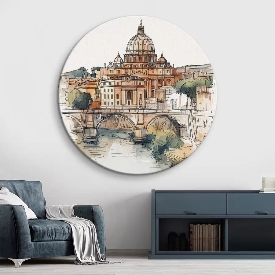 Pilt Akvarell Rooma linn, visandiline joonistus, arhitektuur r44983