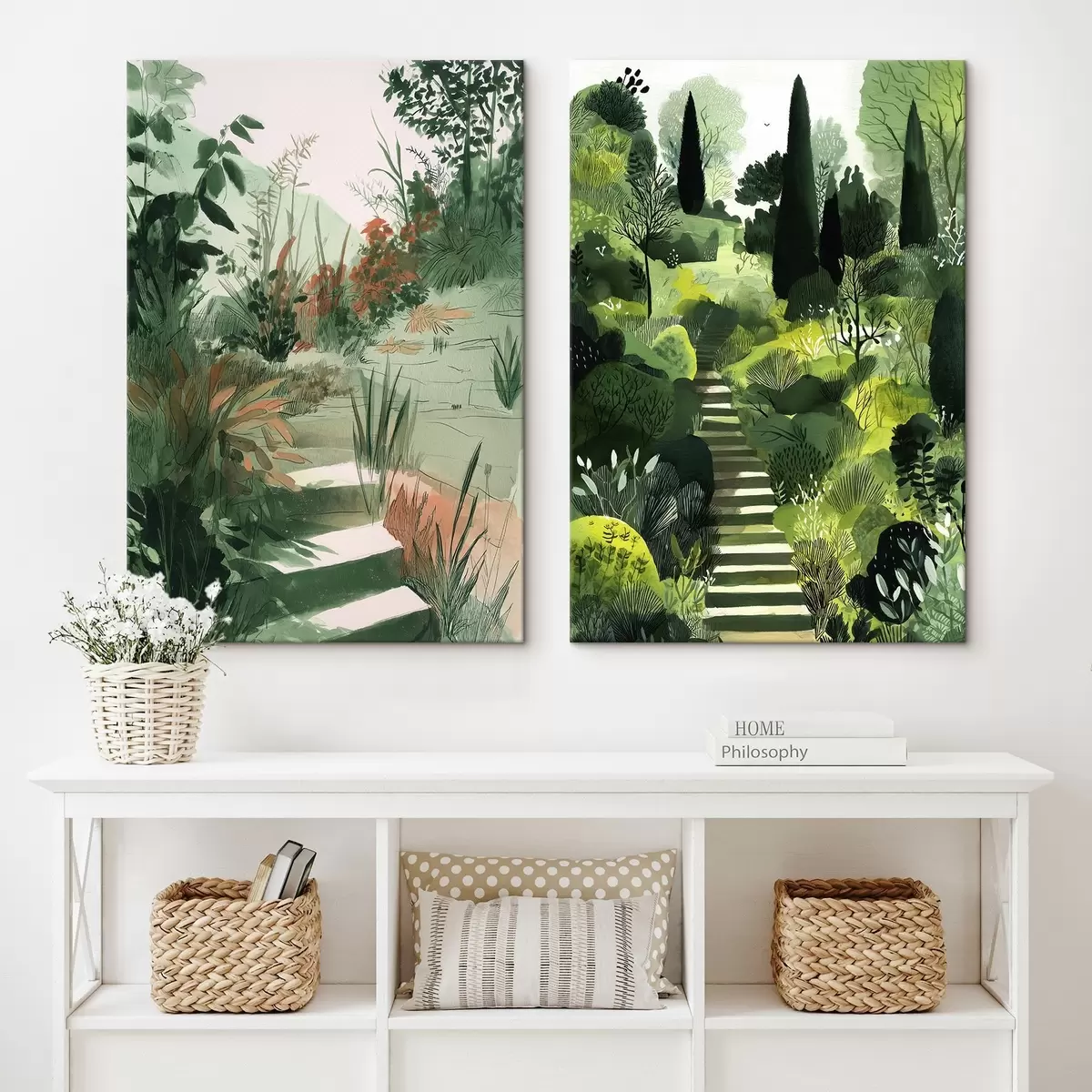 Pilt Roheline idamaine aed koos põõsaste ja puudega m00478