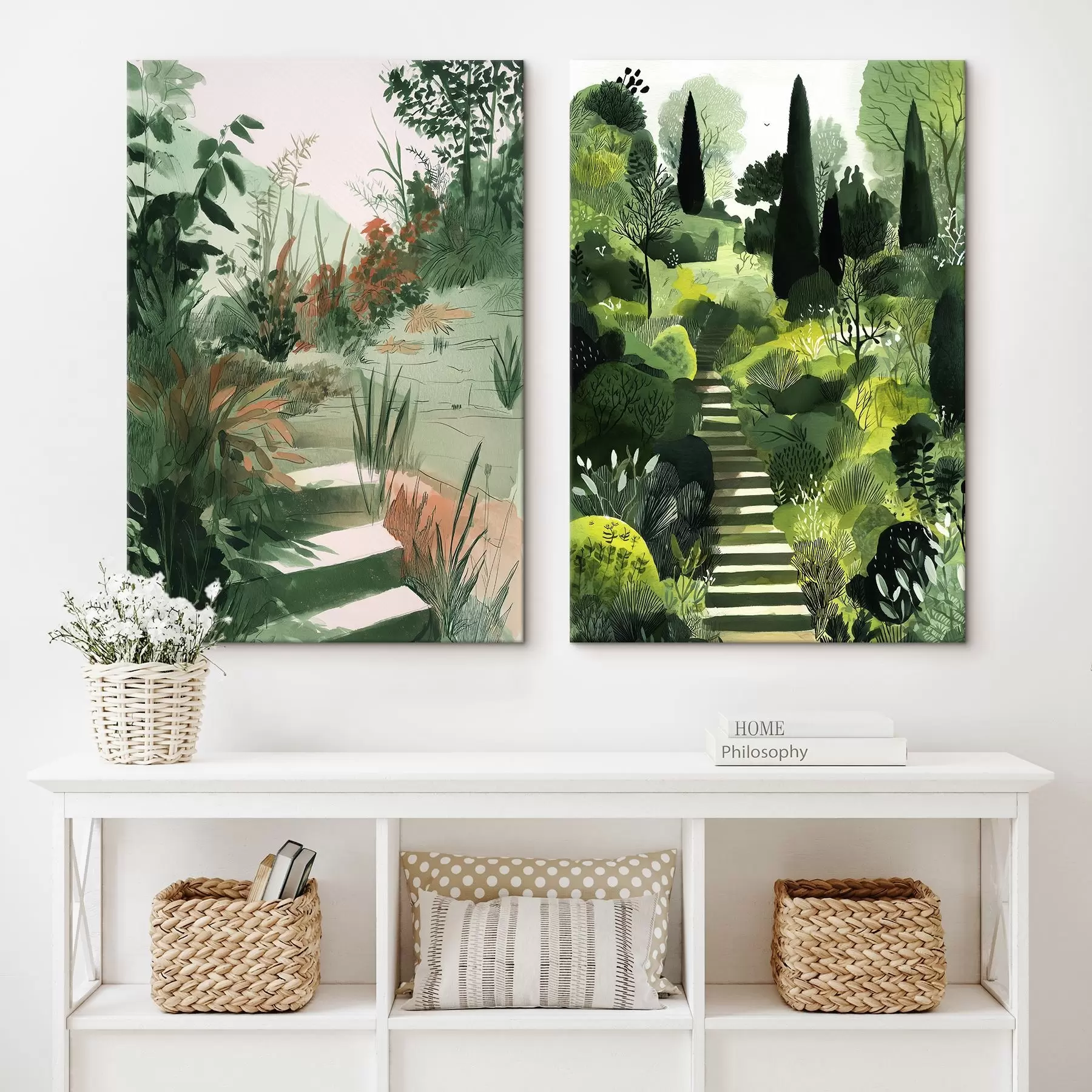 Pilt Roheline idamaine aed koos põõsaste ja puudega m00478