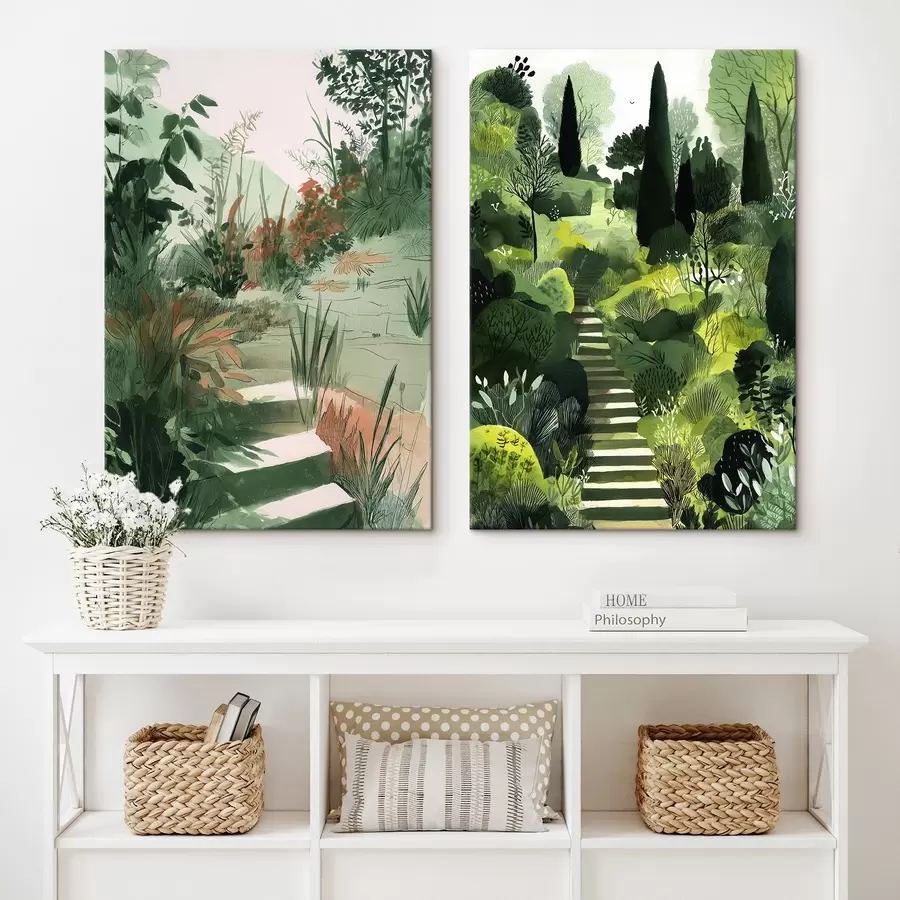 Pilt Roheline idamaine aed koos põõsaste ja puudega m00478