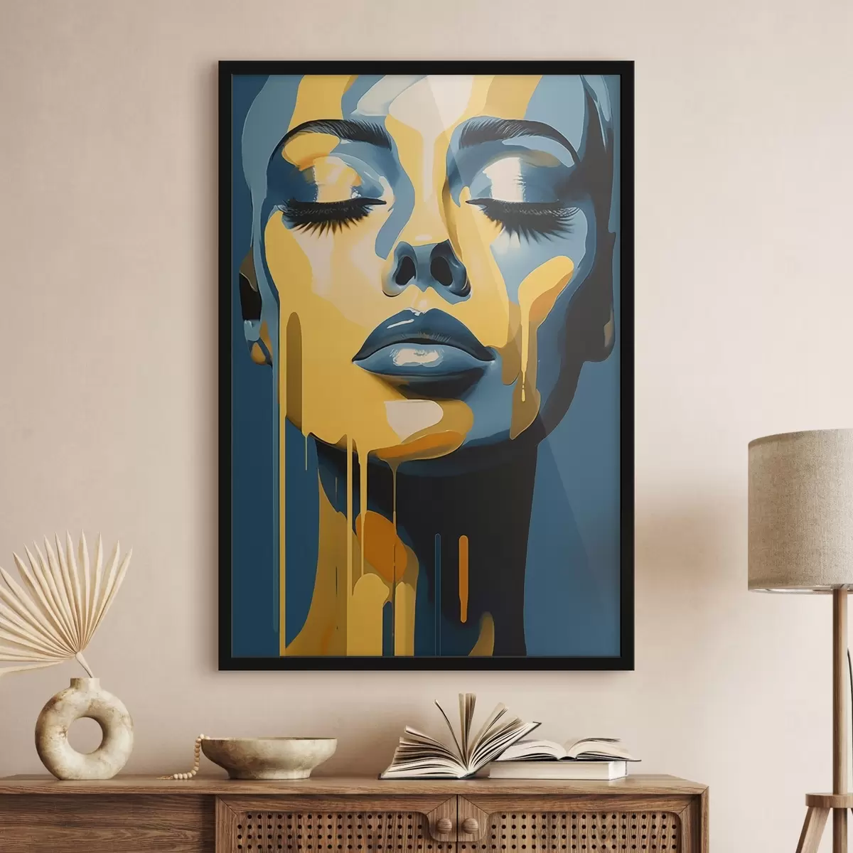 Plakat Naise portree suletud silmadega f45006