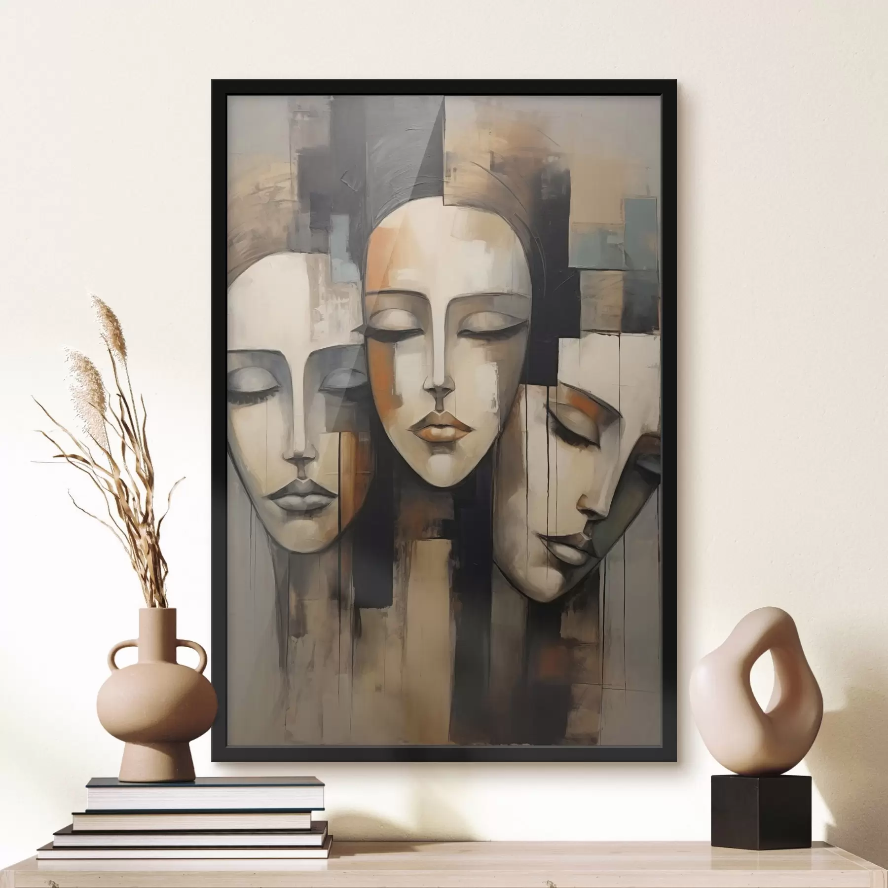 Fototapeedid Kolm suletud silmadega naise nägu kubismi stiilis f45008