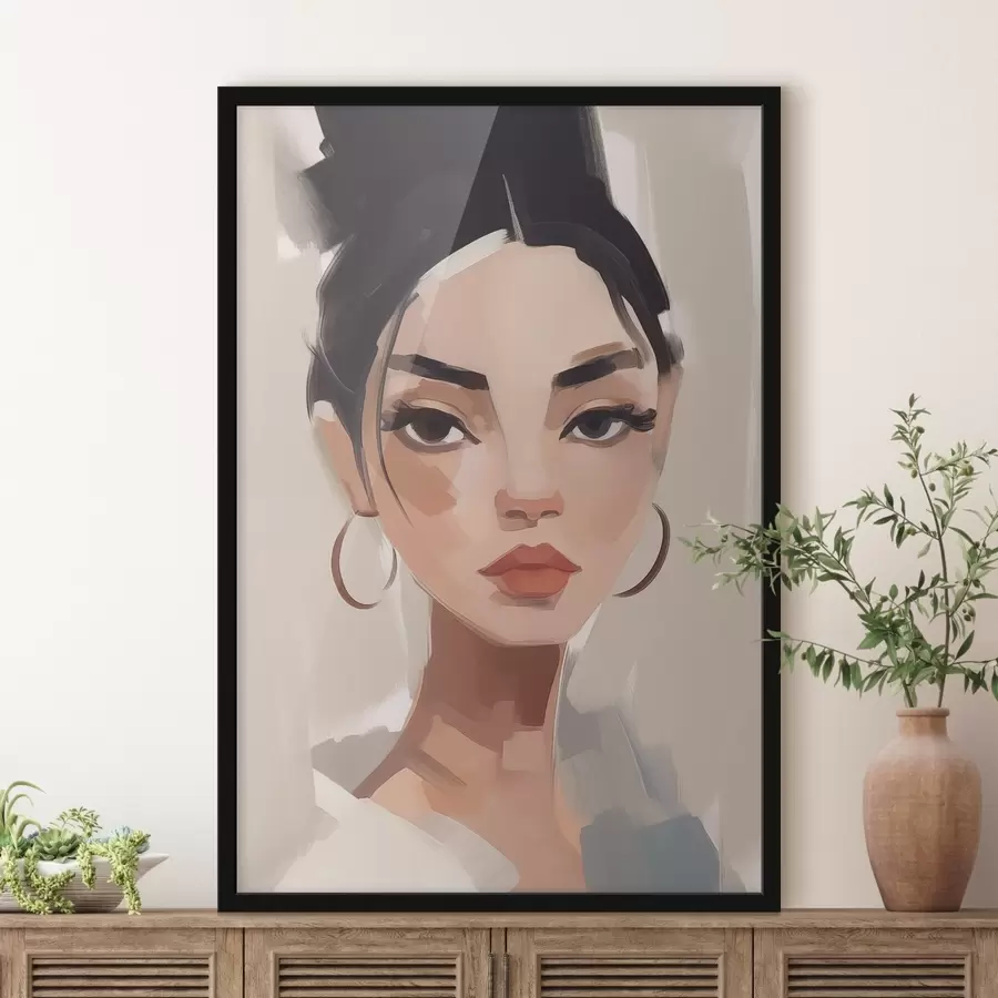 Fototapeedid Mustade juustega tüdruk f45013