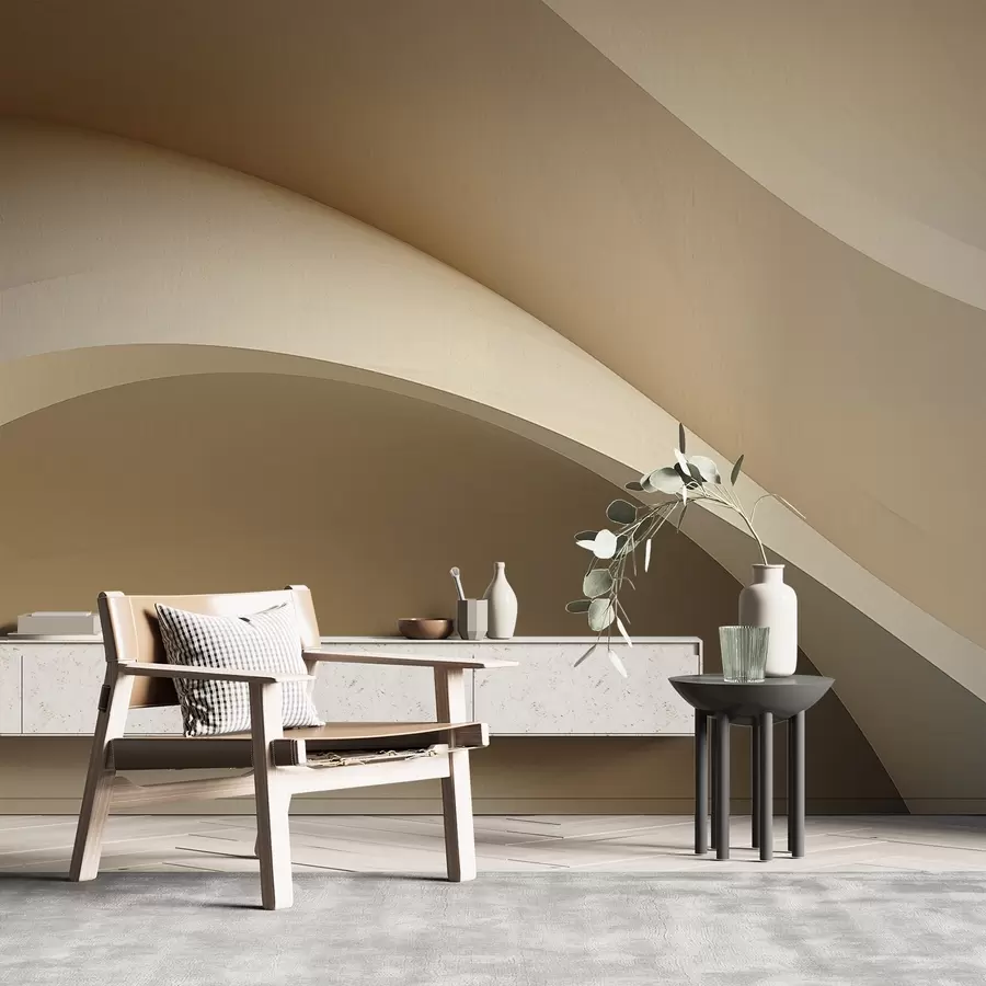 Fototapeedid abstraktsioon, lained, pehmed kurvid, beež, sile, jooned, kaasaegne w04217