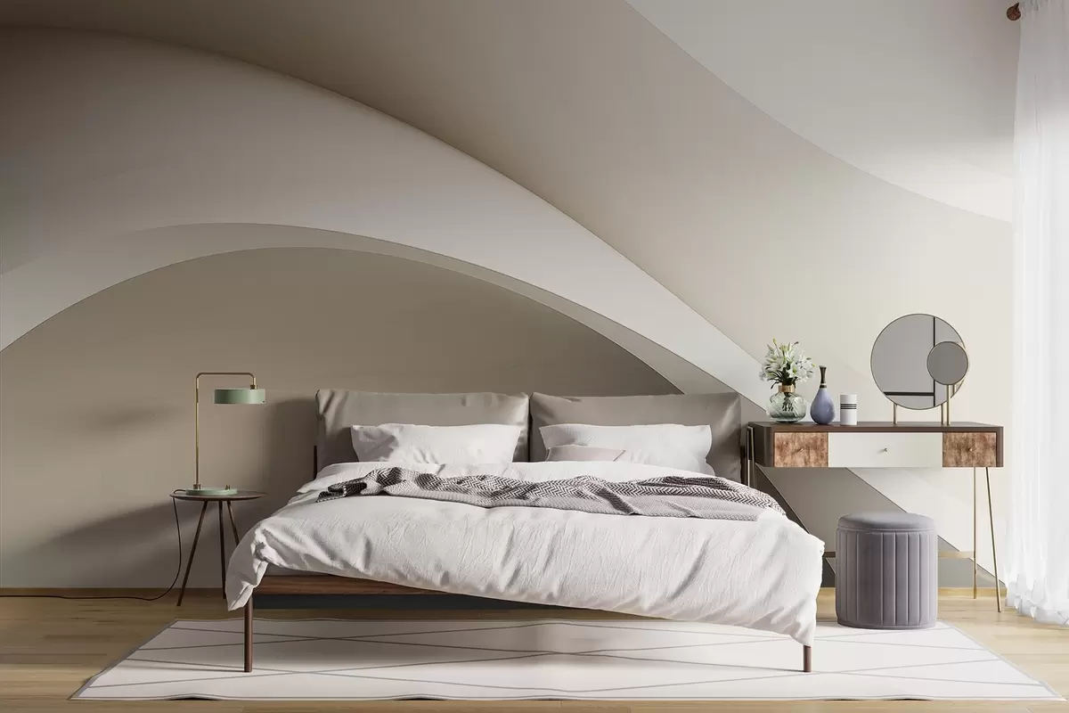 Fototapeedid abstraktsioon, lained, pehmed kurvid, beež, sile, jooned, kaasaegne w04217v1