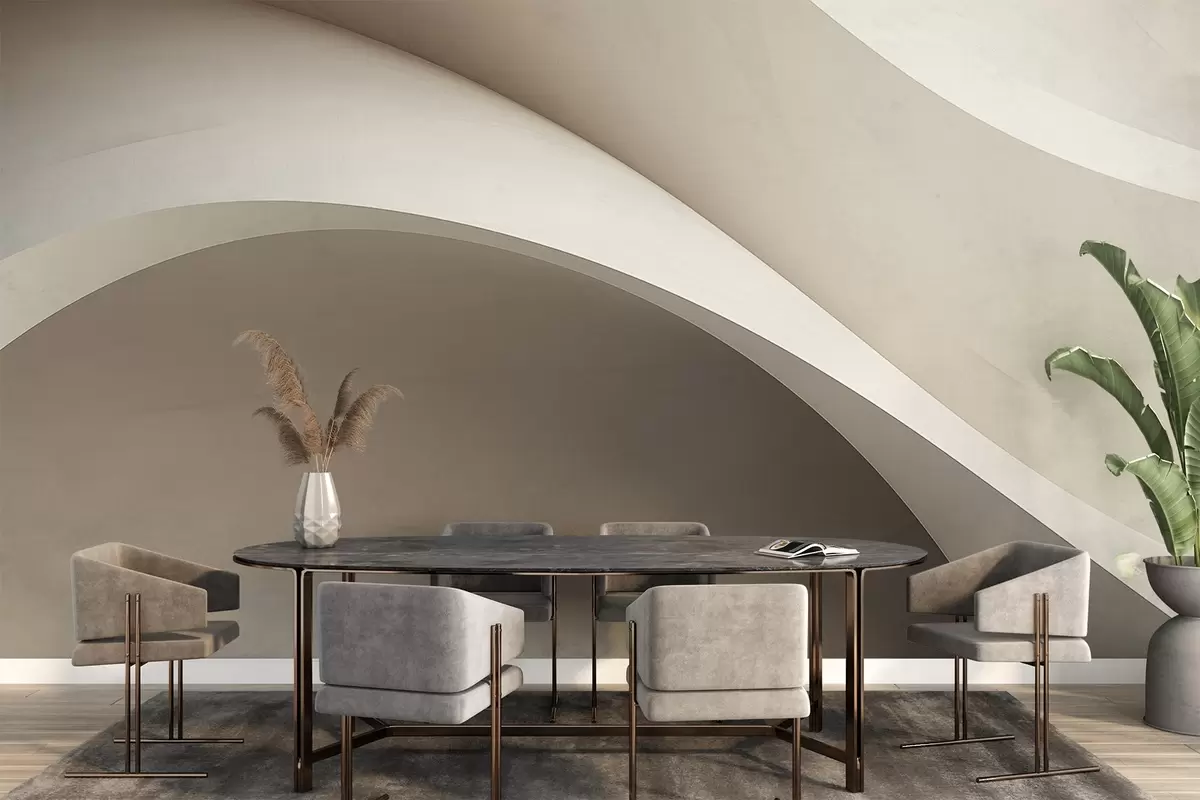 Fototapeedid abstraktsioon, lained, pehmed kurvid, beež, sile, jooned, kaasaegne w04217v1