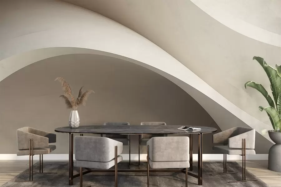 Fototapeedid abstraktsioon, lained, pehmed kurvid, beež, sile, jooned, kaasaegne w04217v1