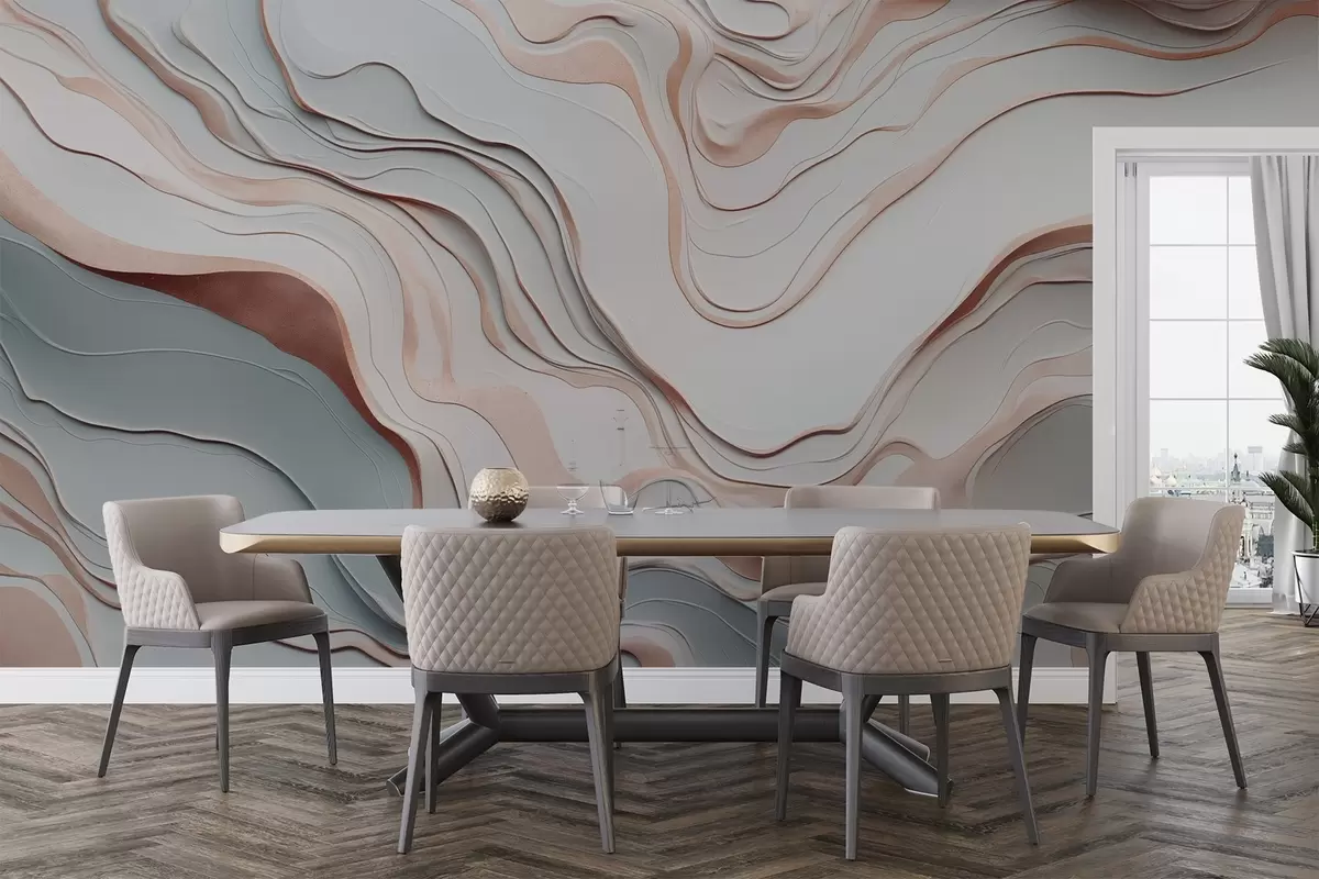 Fototapeedid kihid, lained, abstraktsioon, roosa, hall, pehmed kujundid, w04255v1