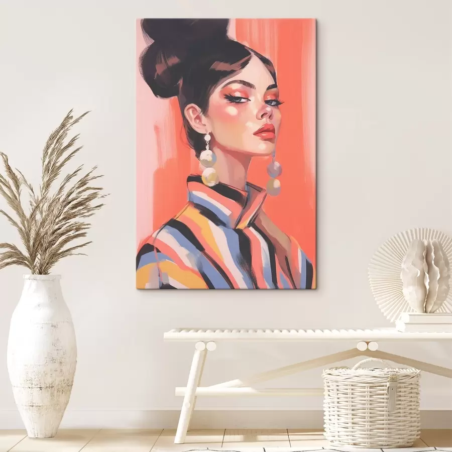 Pilt Naise portree triibulise särgiga s45079