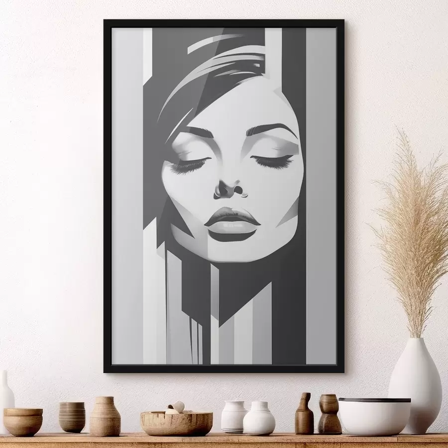 Fototapeedid Must-valge nägu suletud silmadega f45075