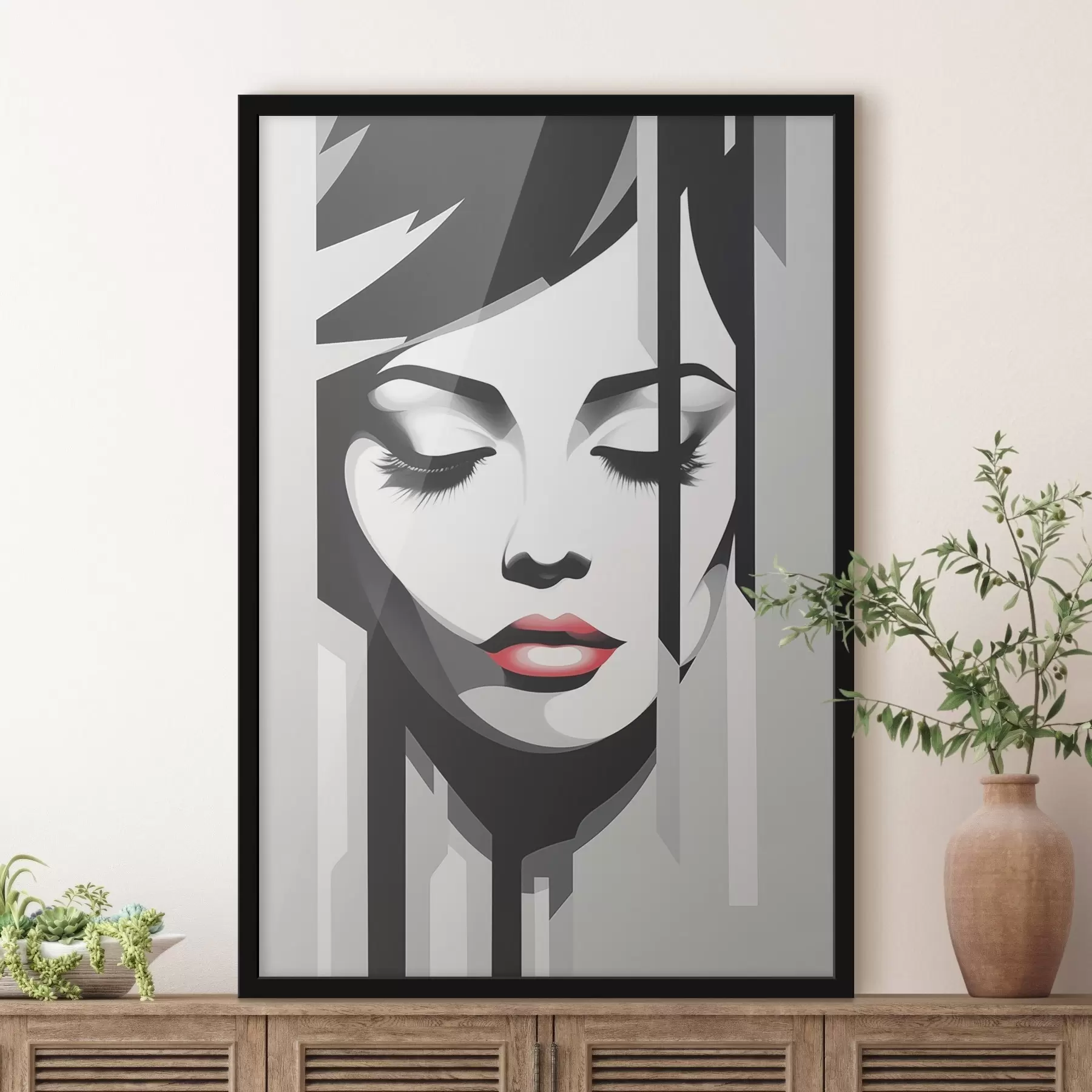 Fototapeedid Must-valge nägu suletud silmadega f45076