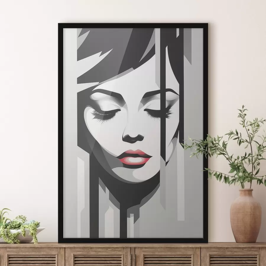 Fototapeedid Must-valge nägu suletud silmadega f45076