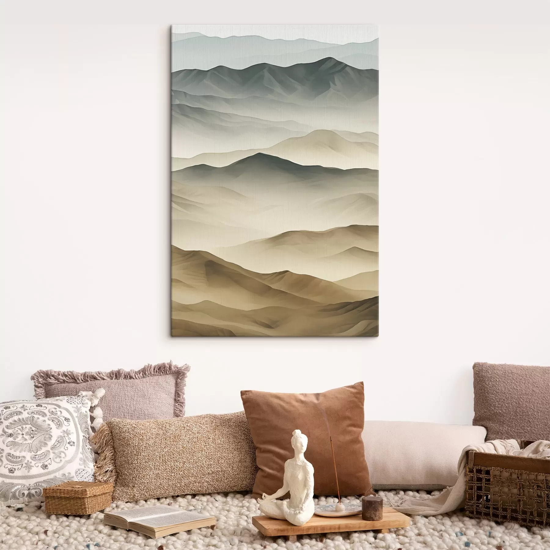 Pilt mäed, kihid, udu, pehme gradient, naturaalne, beež, abstraktne, maastik s45095