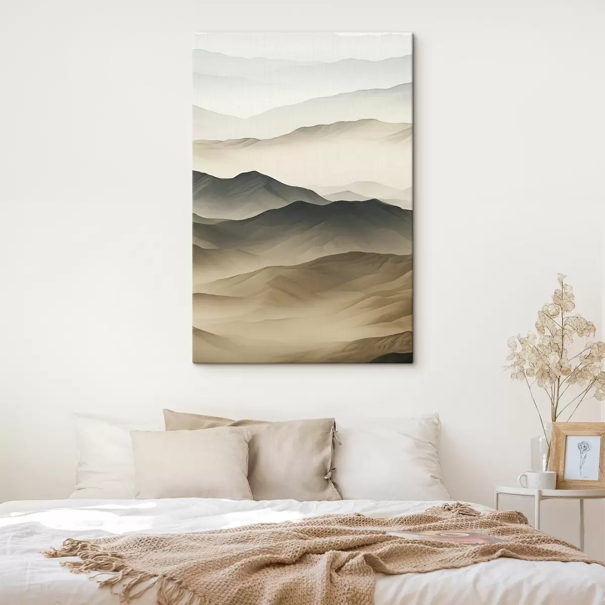 Pilt kõrbemäed, siledaid kujundeid, tuhmunud, orgaaniline tekstuur, rahulik, minimaalne, maastik s45097