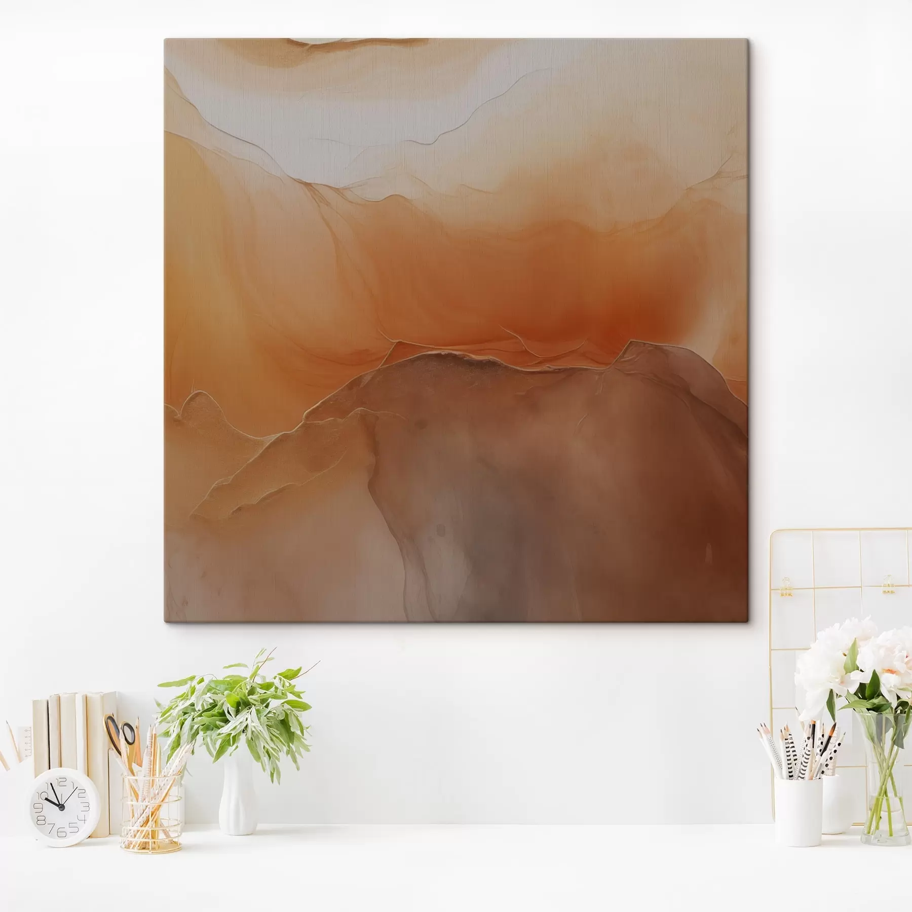 Pilt neutraalne abstraktne, liivavärvid, õrnad kurvid, visuaalne tekstuur, voolu efekt s45108