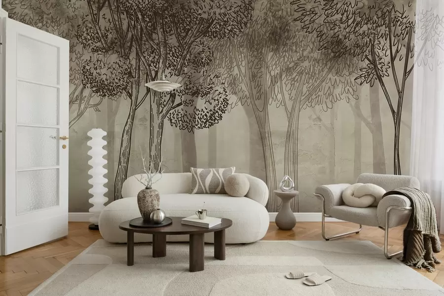 Fototapeedid Lopsakad lehtedega puud w04251