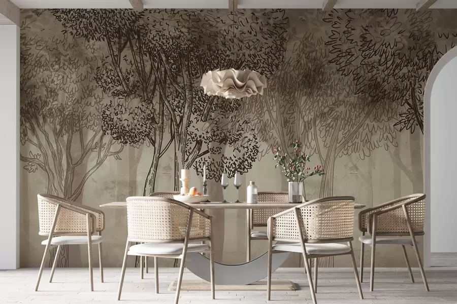 Fototapeedid Lopsakad lehtedega puud w04251