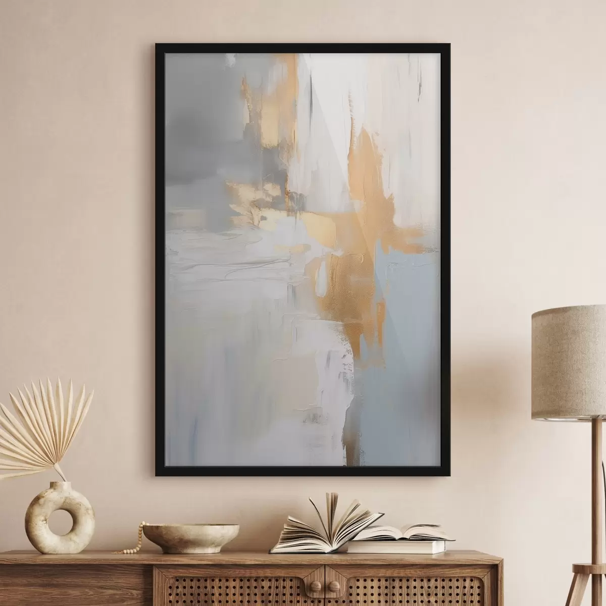 Plakat Abstraktsed pintslitõmbed jäljendavad maali f45112