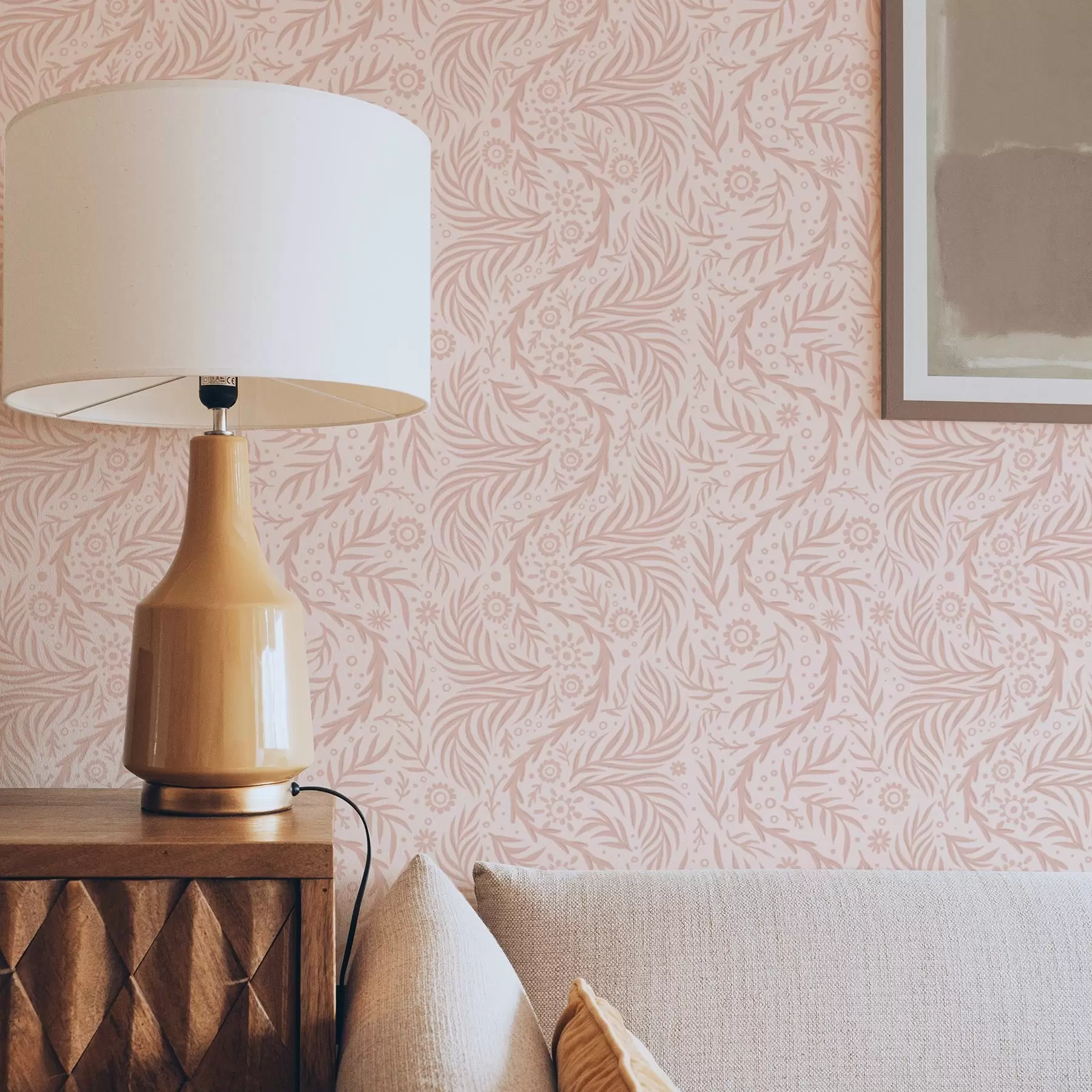 Fototapeedid Kahvaturoosa lilleelemendid roosa taustal a00290