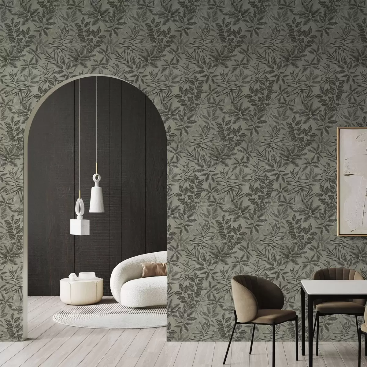 Tapeet Erinevate kujudega hallid troopilised lehed vintage taustal a00297