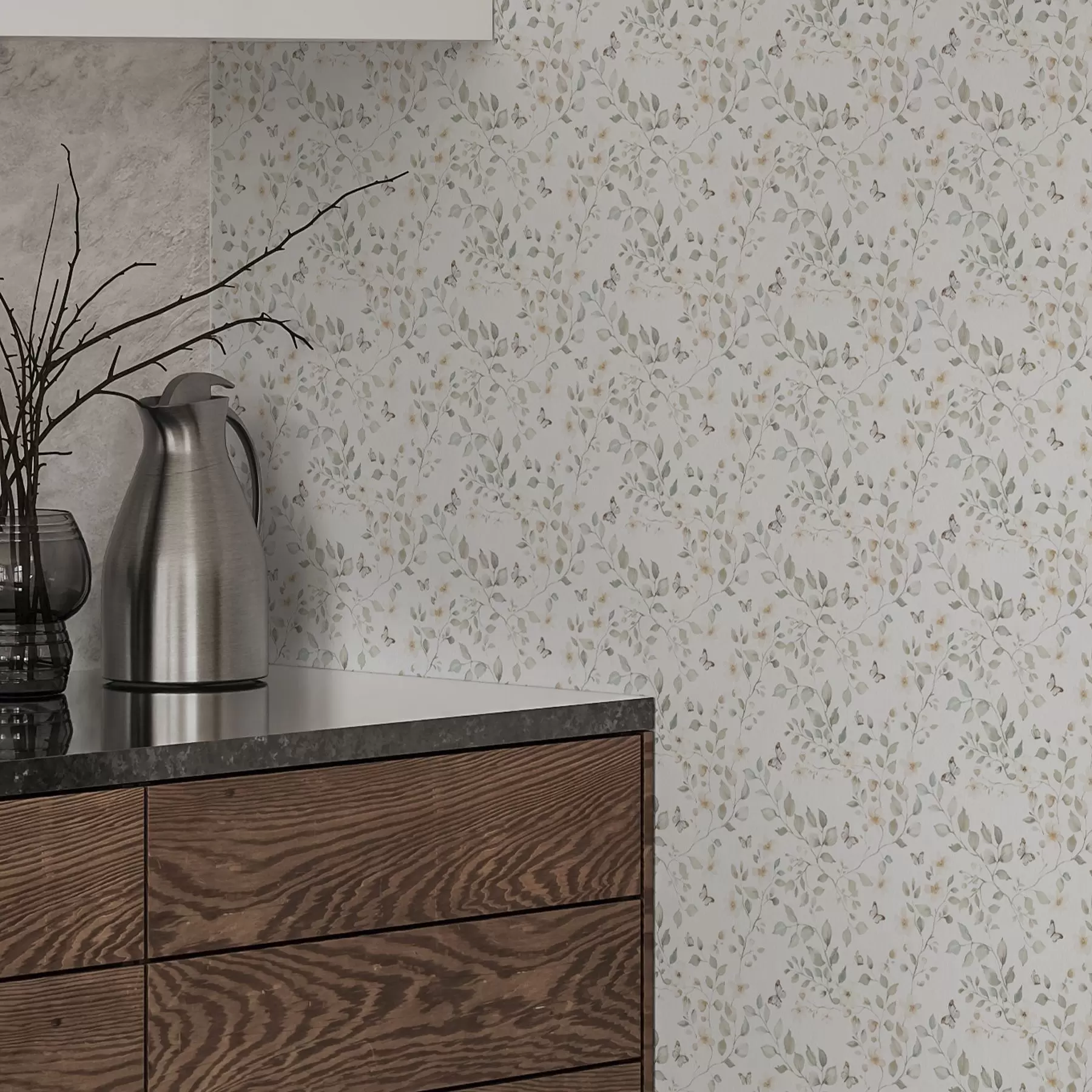 Fototapeedid Kerge oksad lehtede ja lilledega väikeses korduses a00343