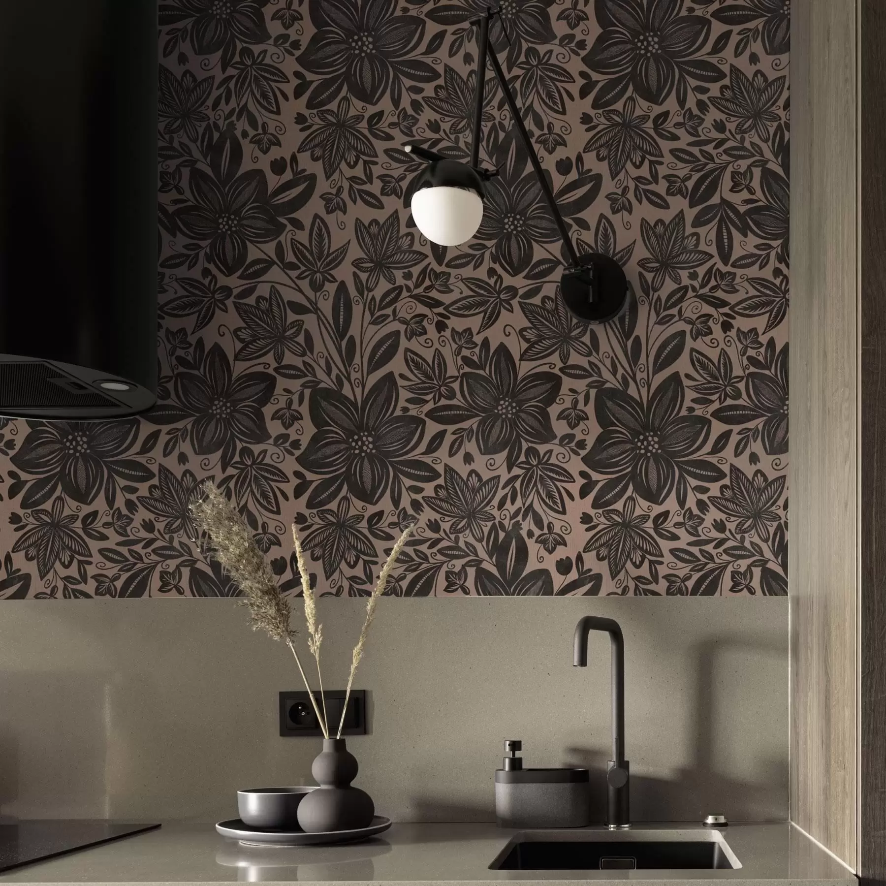 Fototapeedid Must ja roosa etniline lilleline muster ja roosa etniline lilleline muster a00351