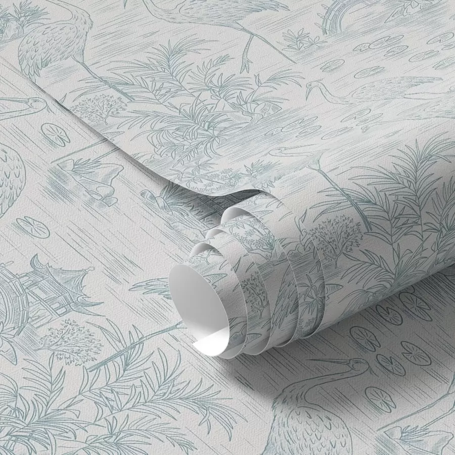 Fototapeedid Aasia maastik kraanade, sildade ja lootosidega a00405