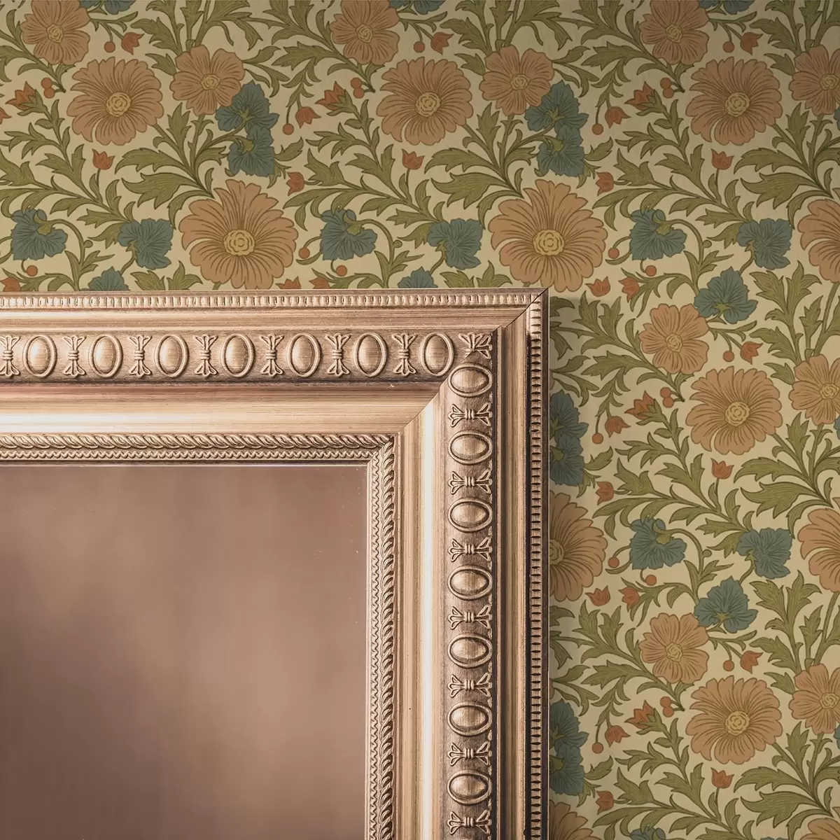 Tapeet Oranžid lilled koos lehtedega juugendstiilis a00409