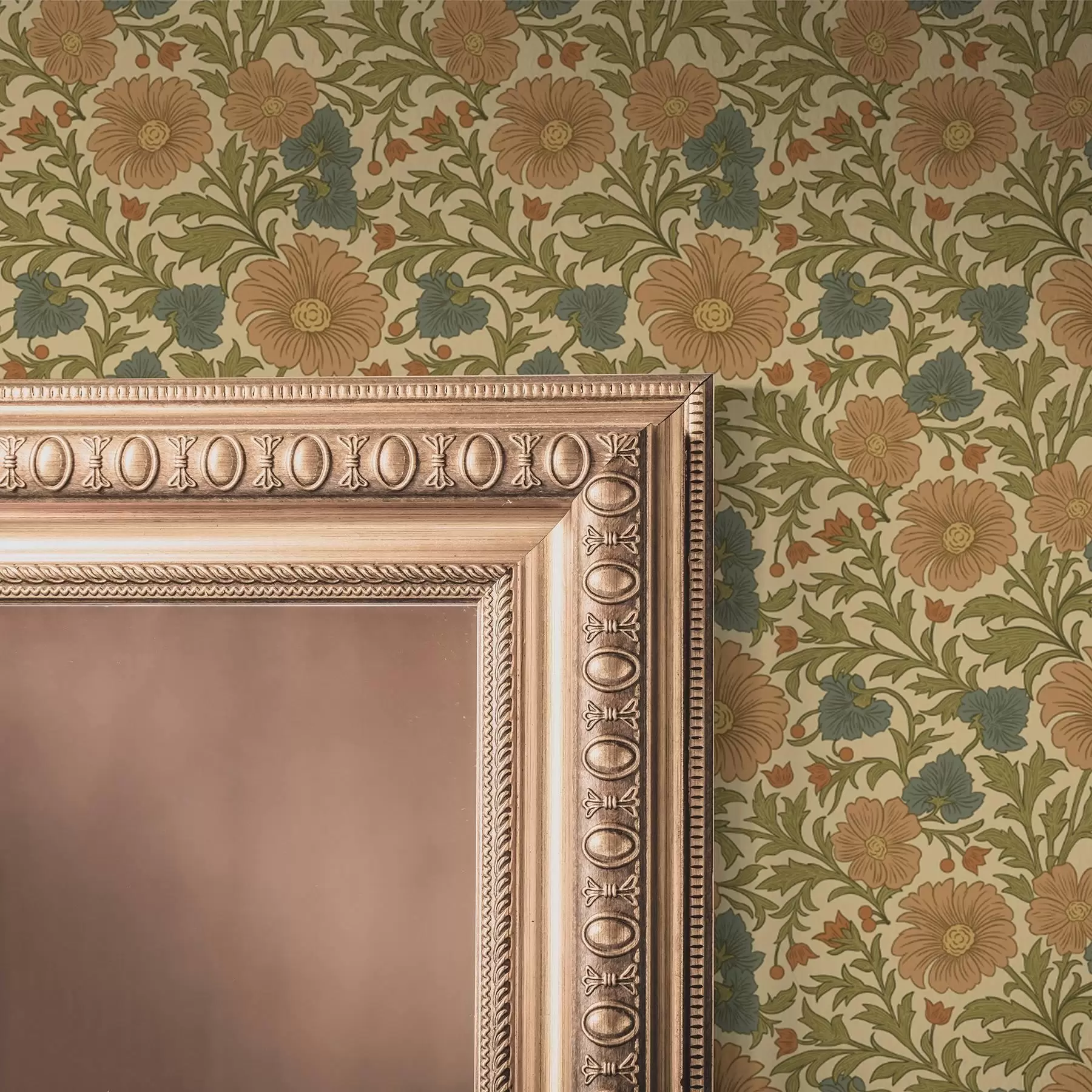 Fototapeedid Oranžid lilled koos lehtedega juugendstiilis a00409