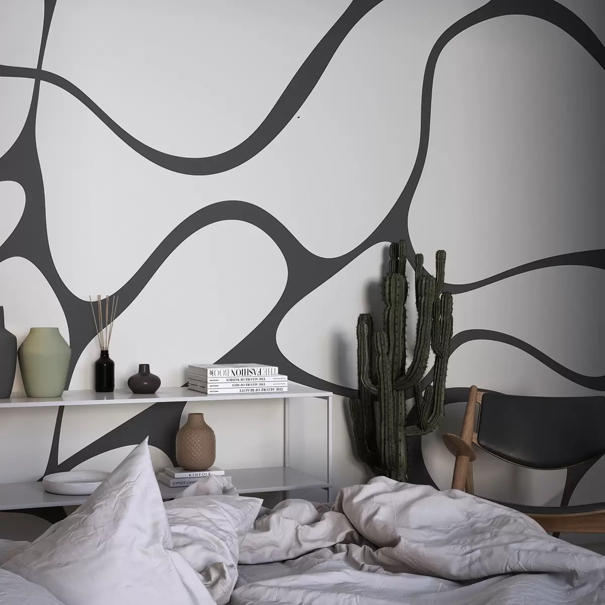 Fototapeedid Abstraktne muster kumerate joontega w04274