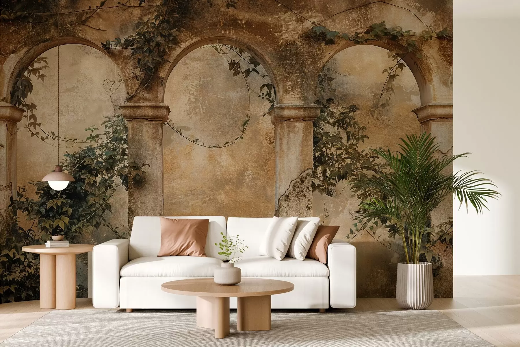 Fototapeedid toonitud retrohõngulised võlvkaared koos iivakaga w04304
