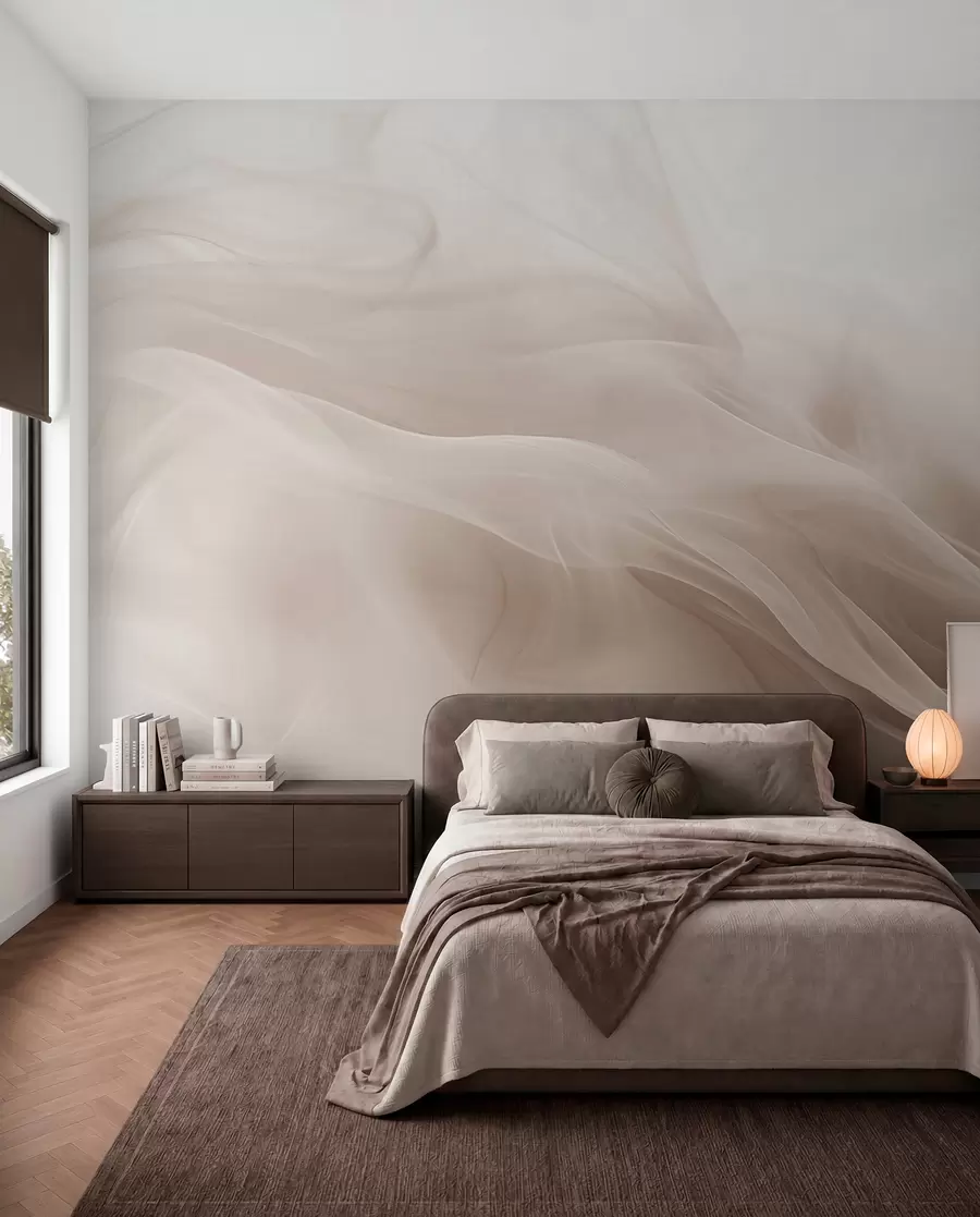 Fototapeedid Pehme beež suitsune lainete abstraktses stiilis w09273v1