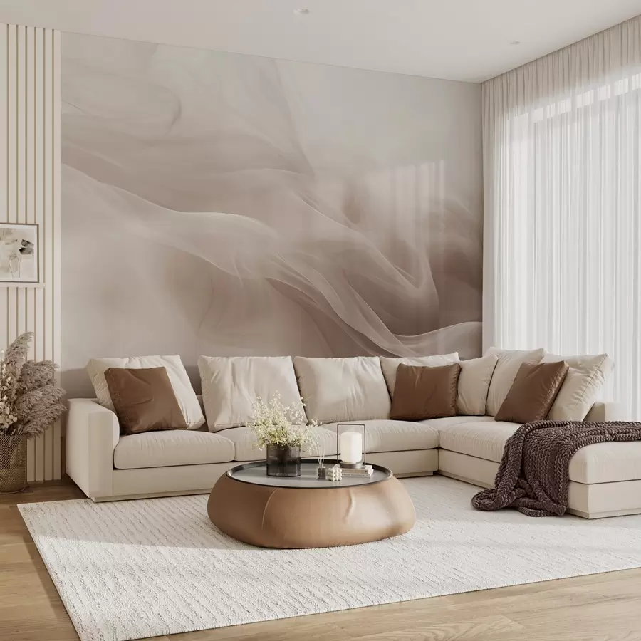 Fototapeedid Pehme beež suitsune lainete abstraktses stiilis w09273v1