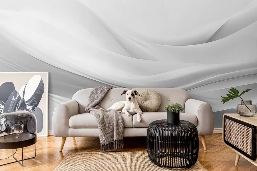 Fototapeedid Minimalistlikus abstraktses stiilis hallist kangast lained w09279v1