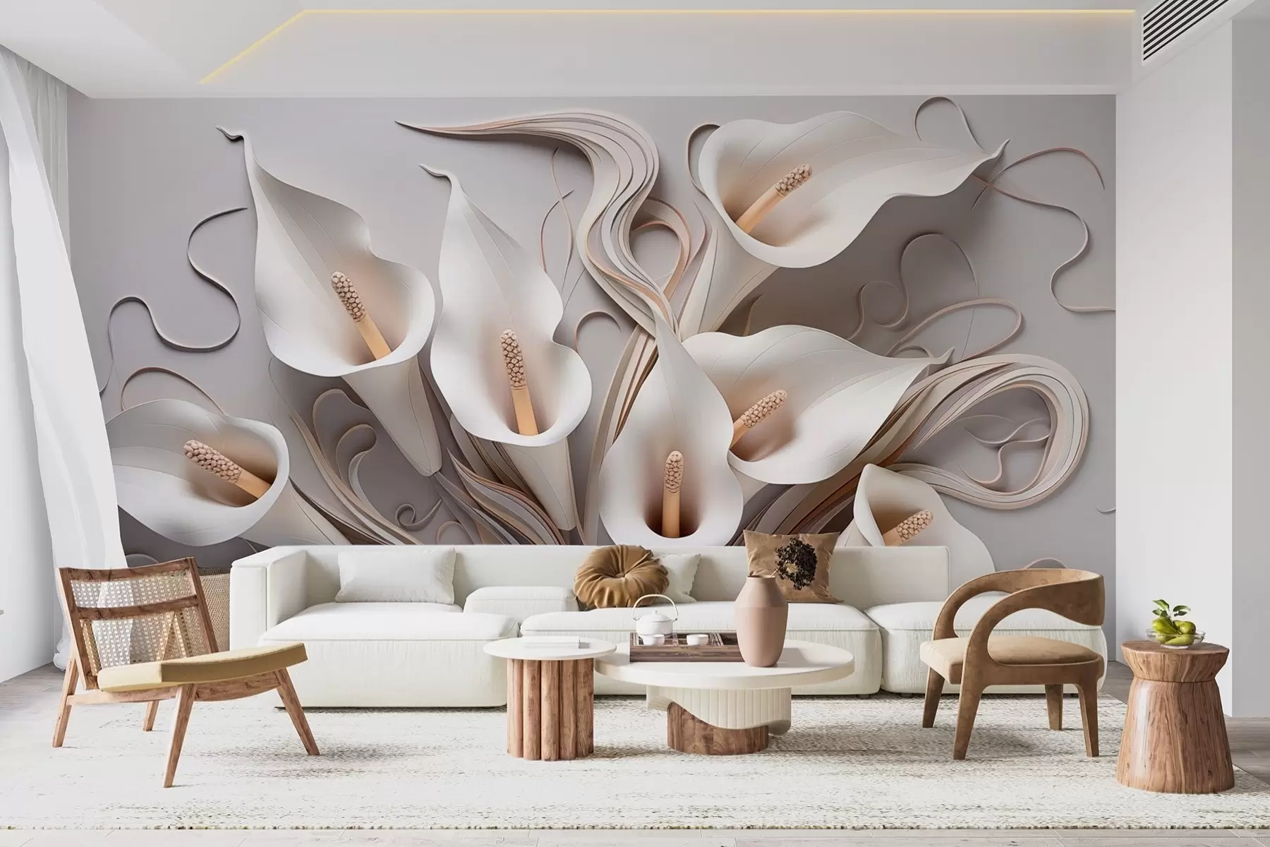 Fototapeedid 3D-efektiga kreemjas toonides volüümne kalla lillad w09281