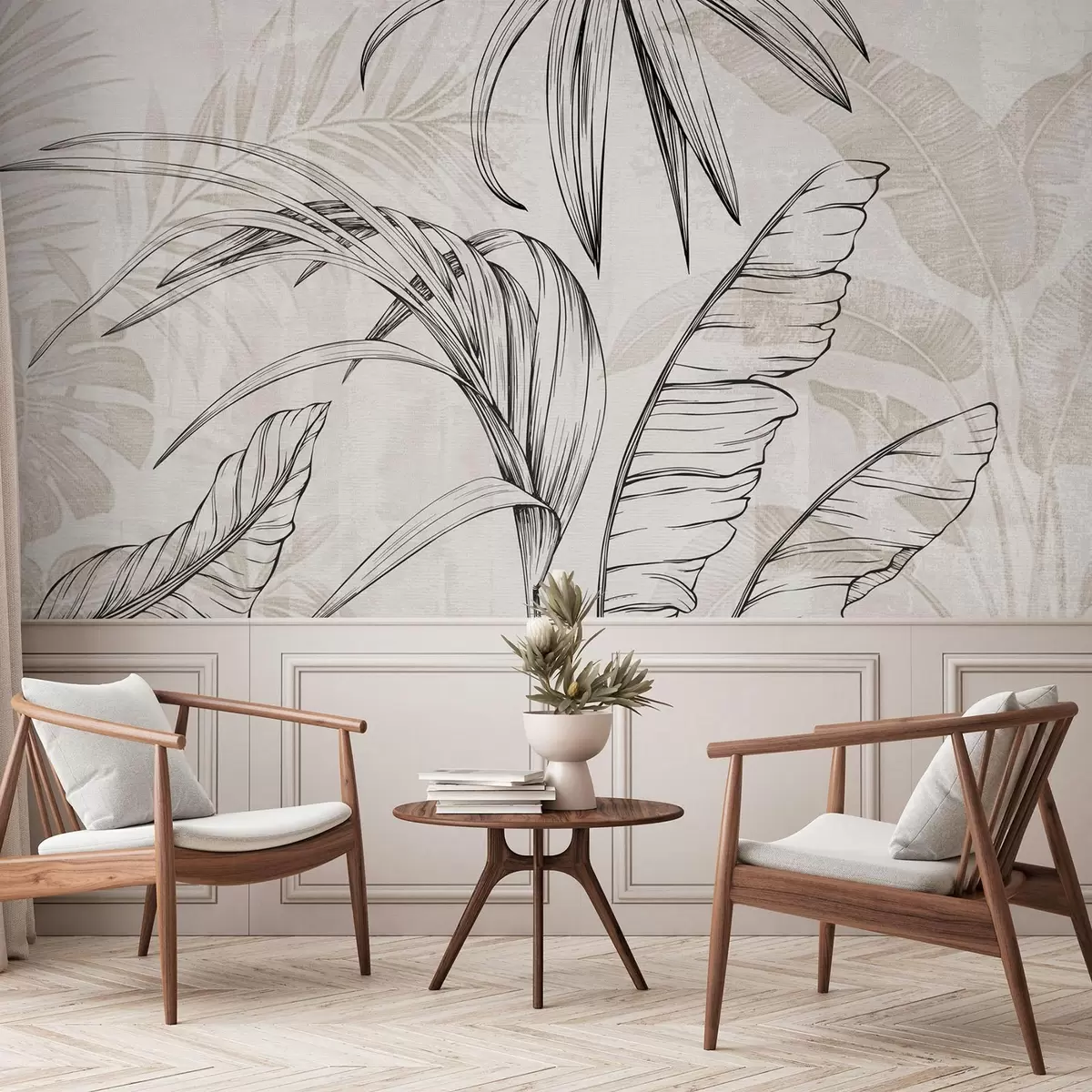 Fototapeedid Lehed taustal koos imitatsiooni hägususe ja tekstuuriga w04362